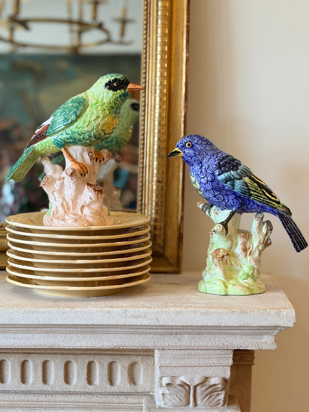 Pair of Italian Glazed Ceramic Bird Figures