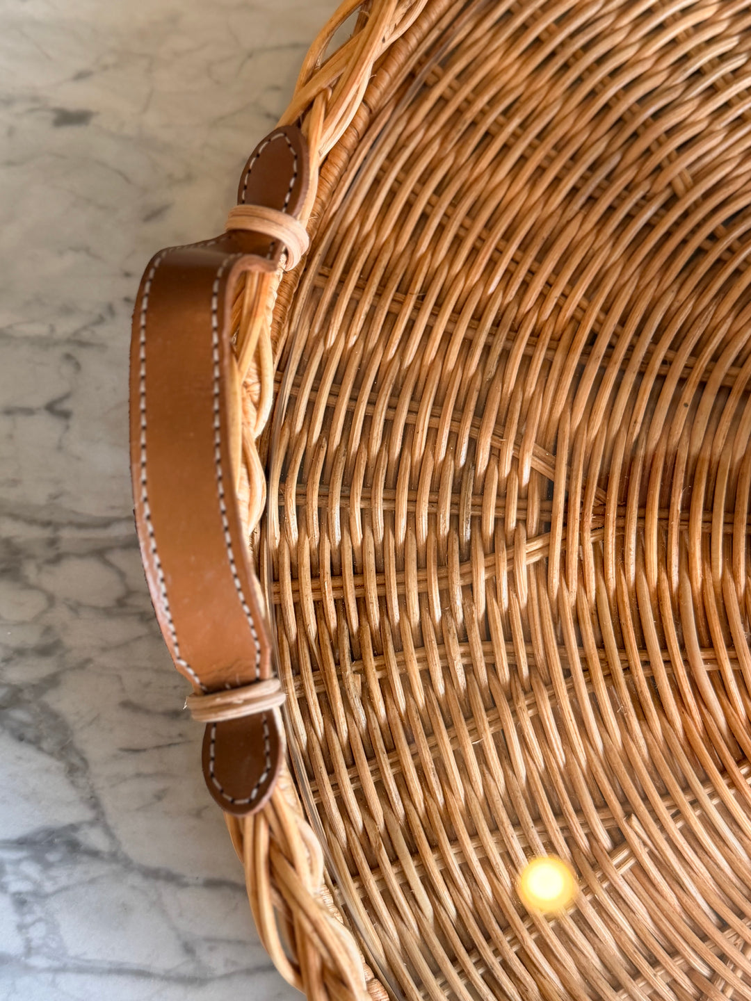Handwoven Round Wicker Tray - Portugal