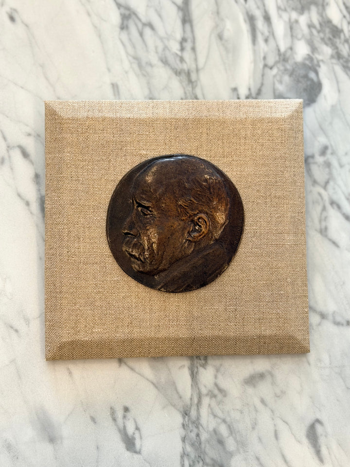 Antique French Bronze Portrait Relief Medallion - Firmin Michelet (1875–1951)