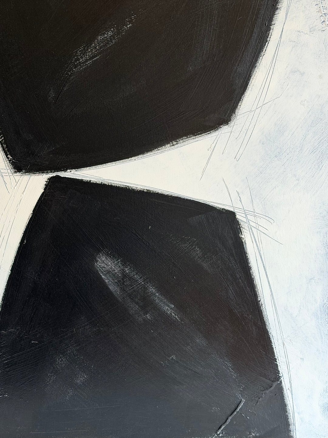 Large Contemporary Black &amp; White Abstract Oil
