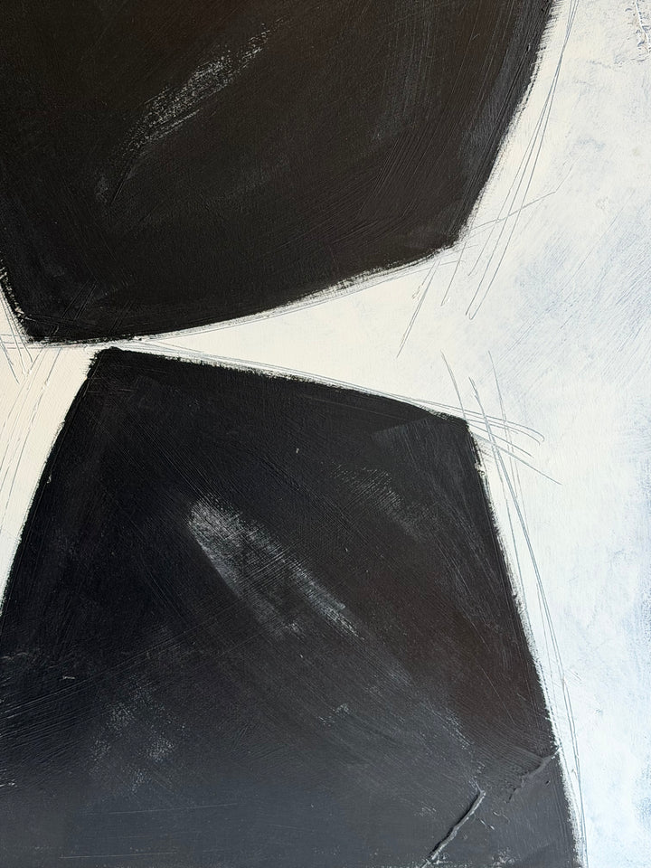 Large Contemporary Black &amp; White Abstract Oil