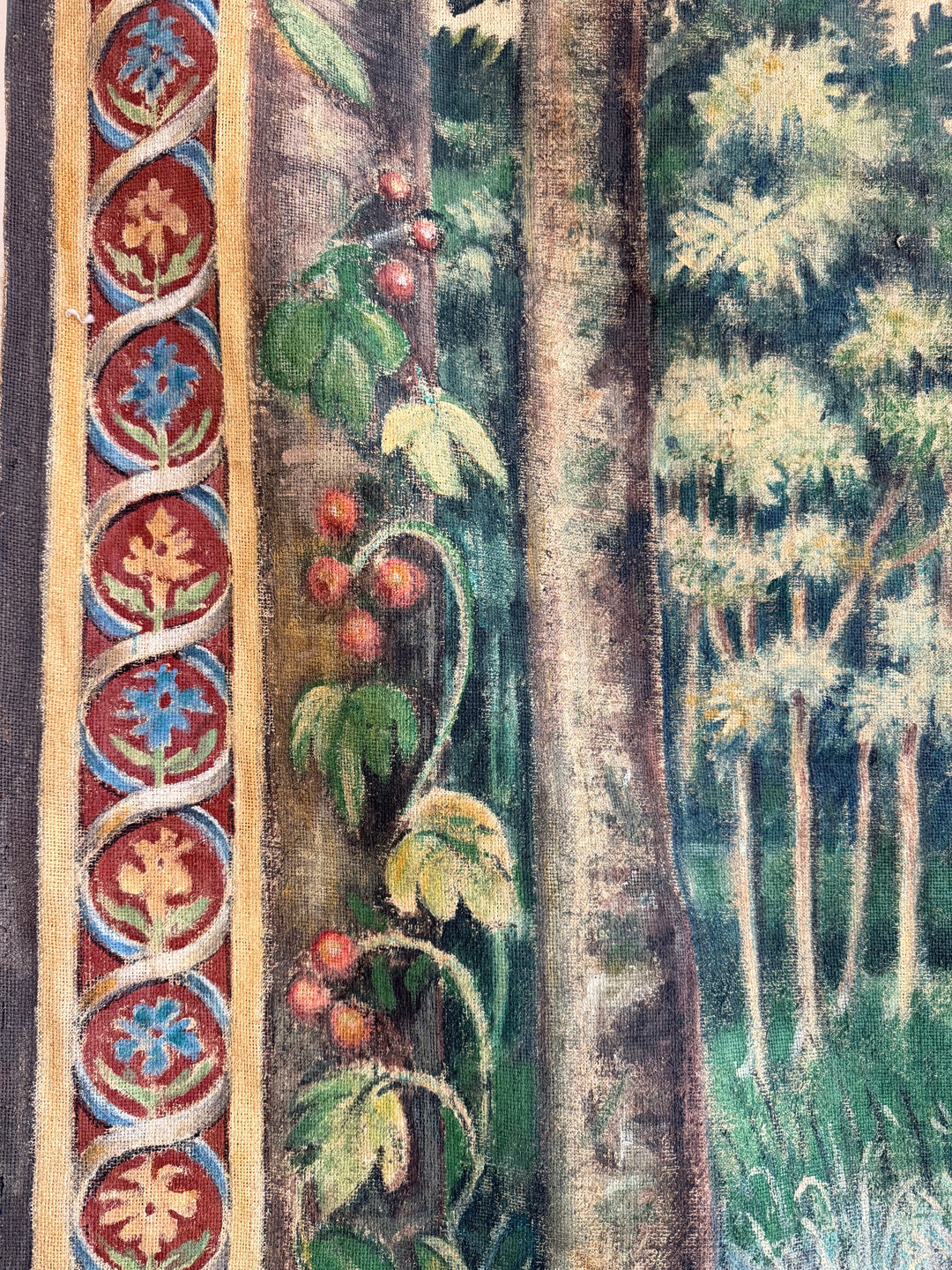 19th Century French Hand-Painted Scenic Tapestry