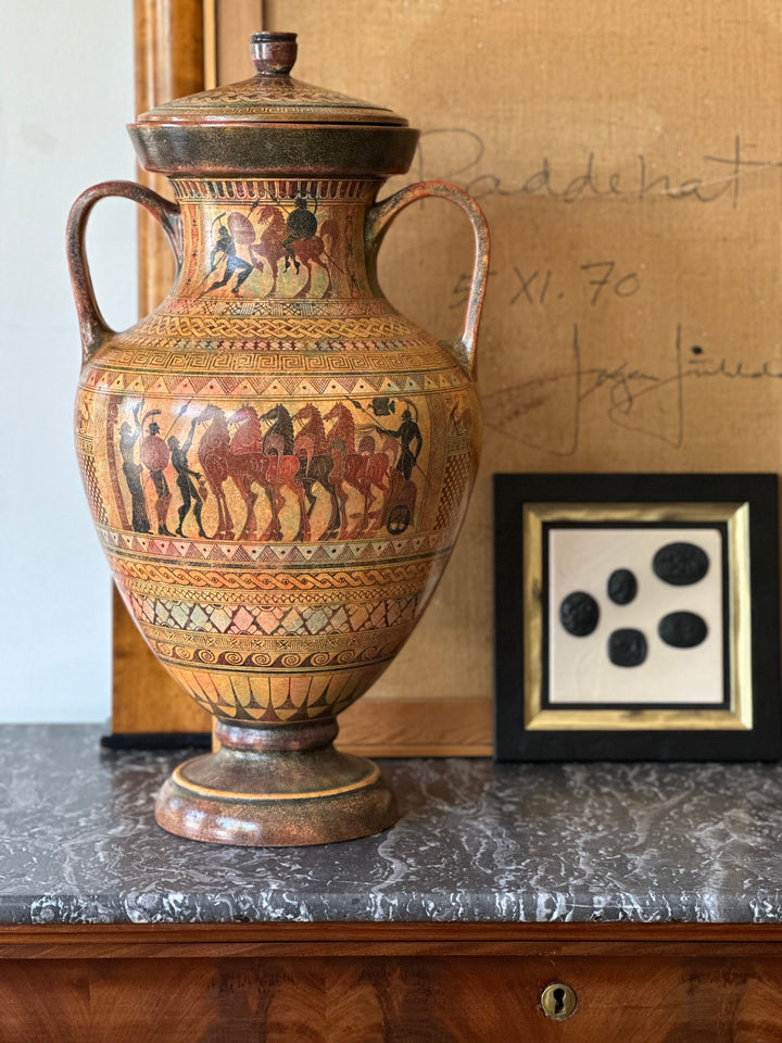 Monumental Greek Revival Amphora Vase with Classical Scenes - 1950