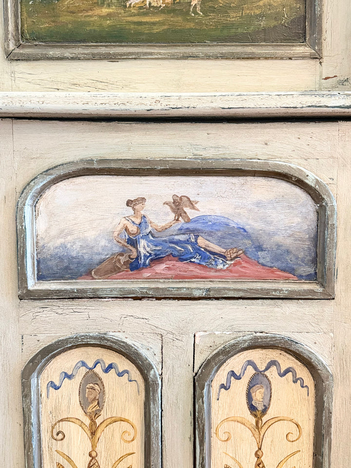 Early 20th Century Italian Hand-Painted Landscape Cabinet