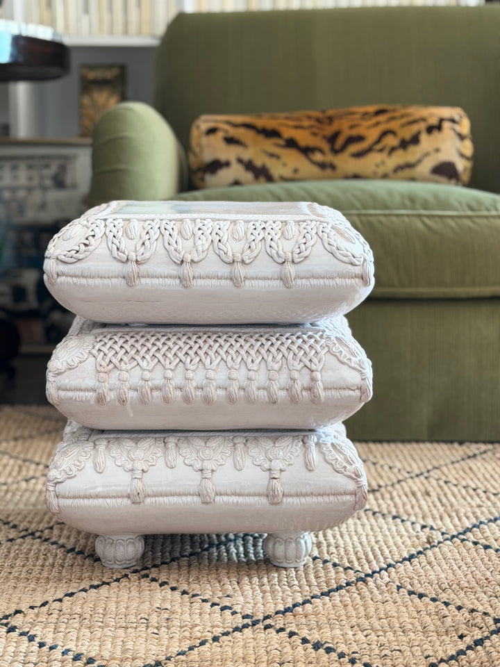 D. Sarti Trompe-L’Oeil Ceramic Cushion Stool, Italy - 20th Century