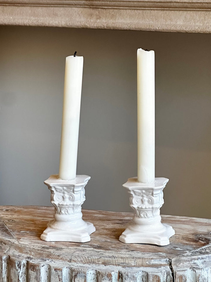 Short Corinthian Column Candle Holder - Pair