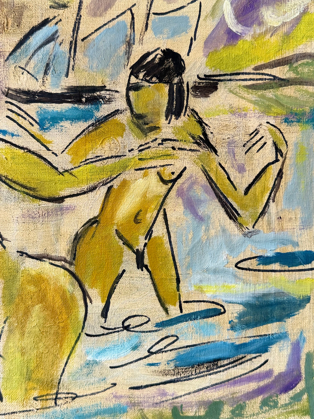 French Modernist Bathers Oil Painting - 1940’s