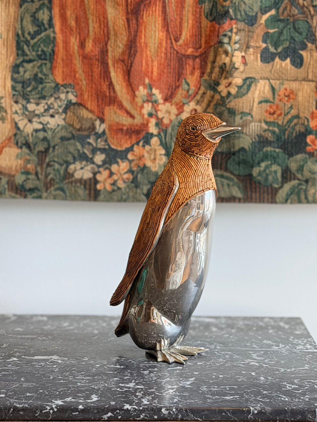 Sergio Bustamante Style Woven Rattan Penguin Sculpture