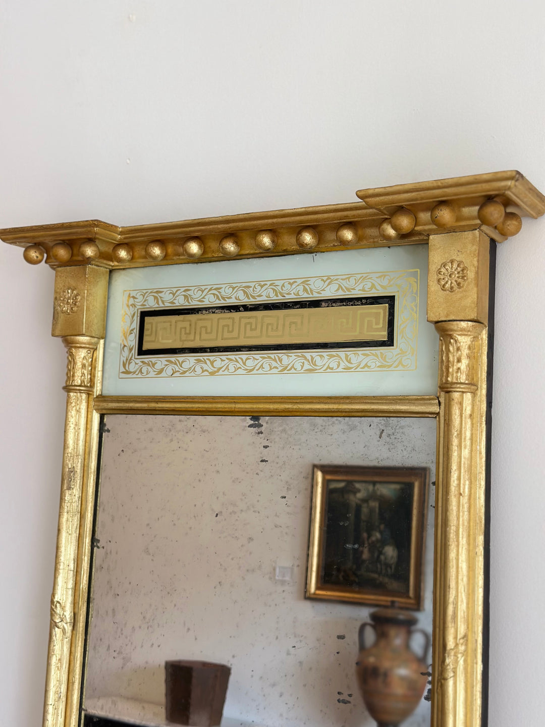 19th Century Neoclassical Giltwood Mirror with Greek Key Detail