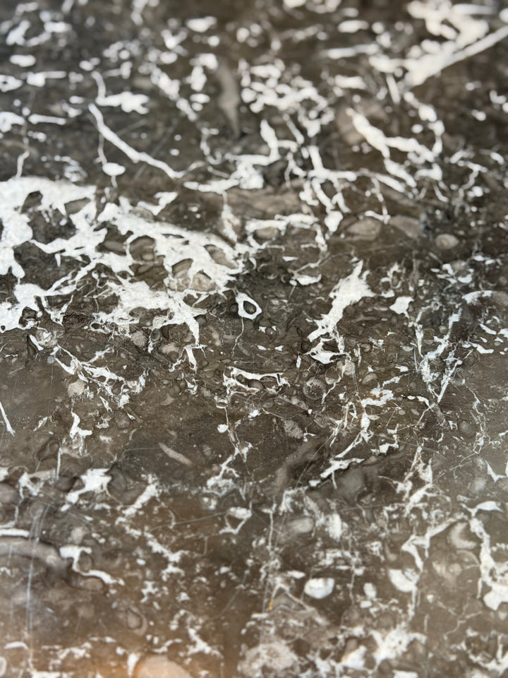 Early 20th-Century Marble-Top Console Table with Barley-Twist Legs