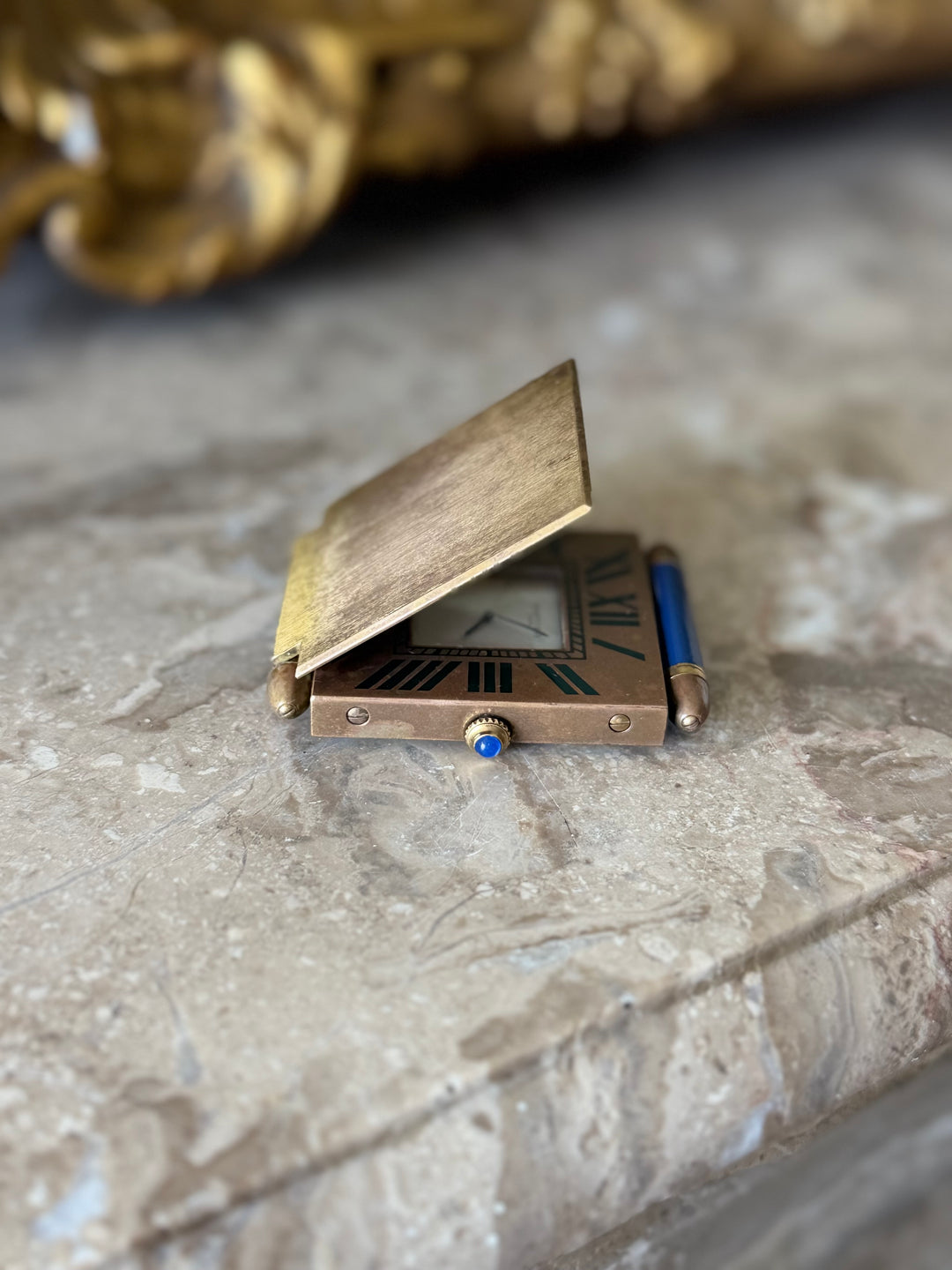 Cartier Paris Lapis Dial Folding Desk Clock, France