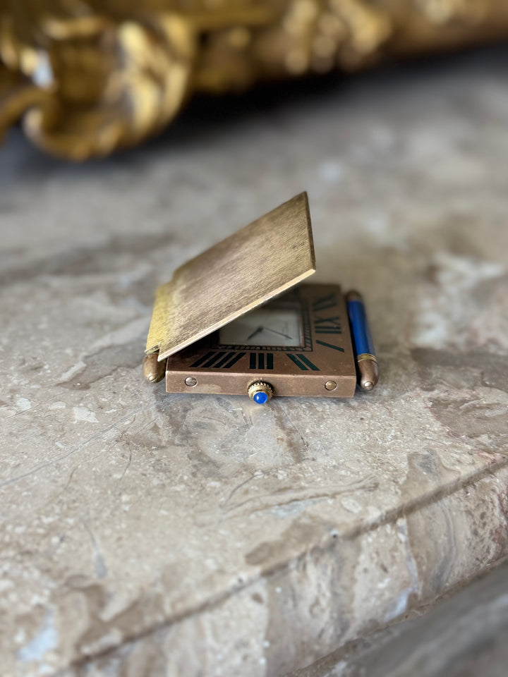 Cartier Paris Lapis Dial Folding Desk Clock, France
