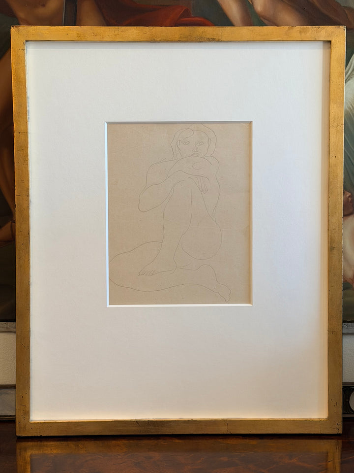 Camille Roche (1894–1948), Seated Nude in Charcoal, Early 20th Century
