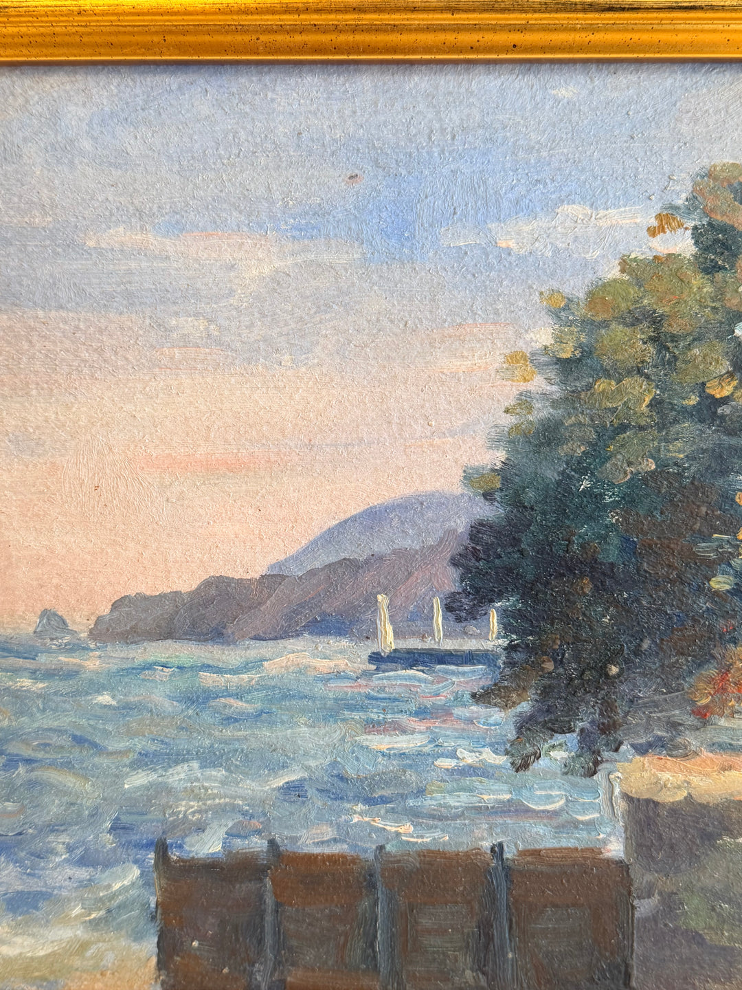 20th Century French Coastal Landscape with Neoclassical Pavilion