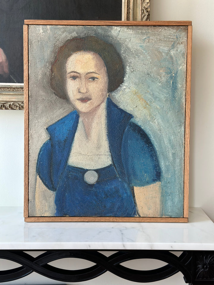 Woman In Blue Oil Painting 1930’s