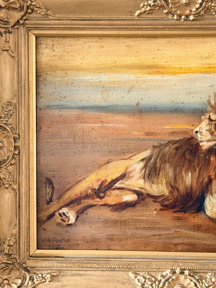 Reclining Lion in an Open Landscape
English School, 1924