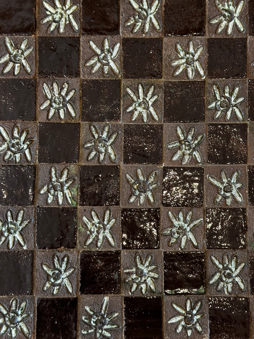 Mid Century Ceramic Checkered Table