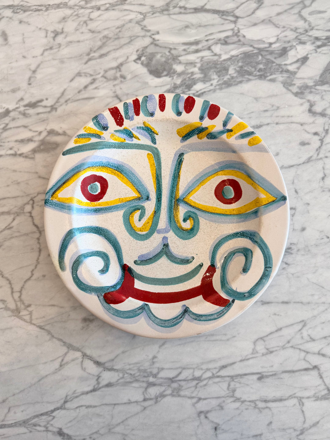 Italian Modernist Hand-Painted Portrait Ceramic - 1965