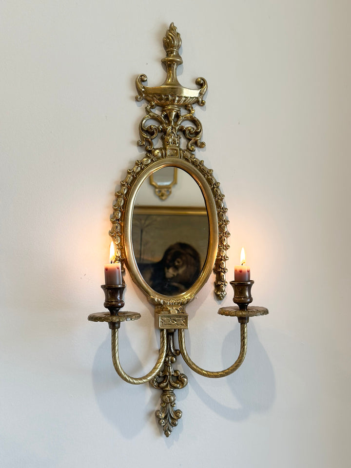 Neoclassical Mirror Candle Sconces - Pair