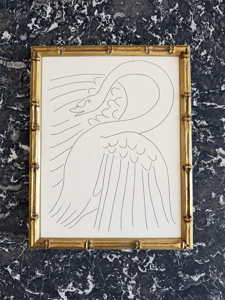 Henri Matisse Poésies Swan Plate from circa 1970 featuring vibrant abstract floral design, produced by Housebound Interiors.