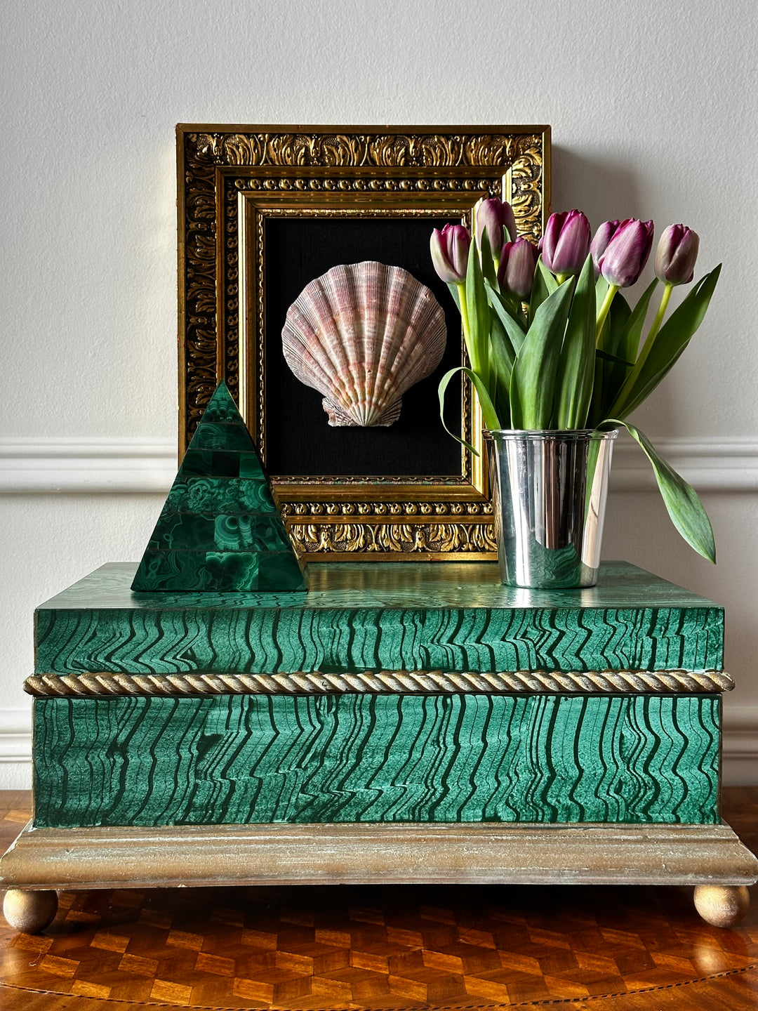 Faux Malachite Hand-painted Box