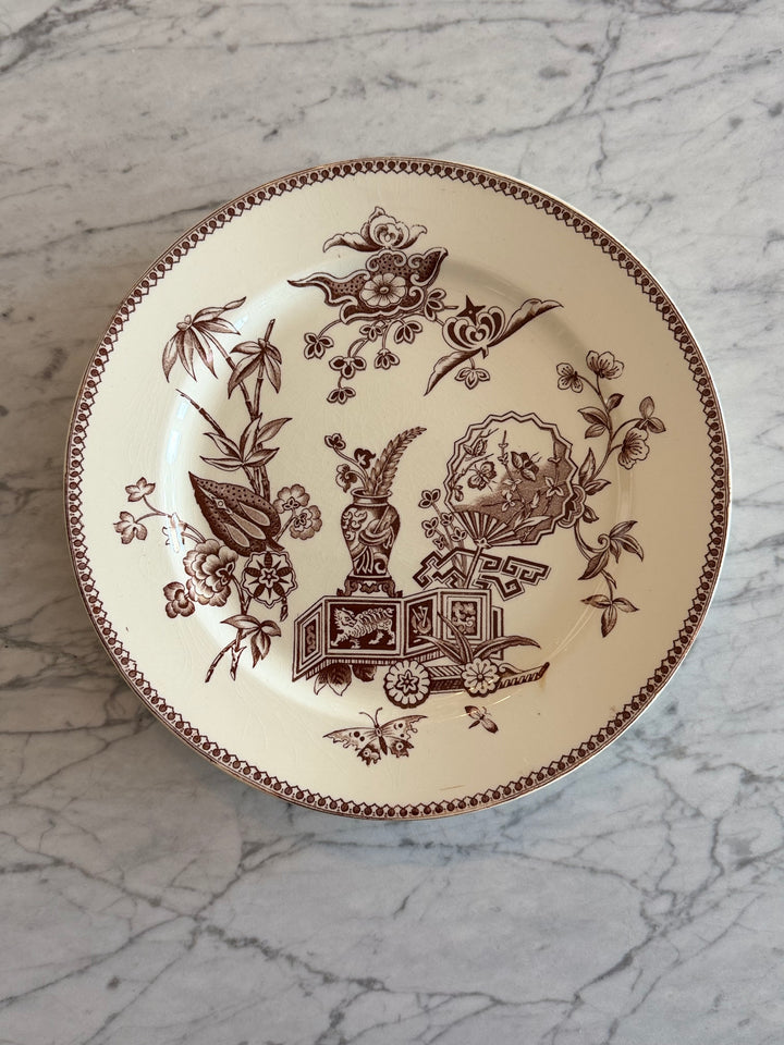 Victorian Aesthetic Movement Transferware Plate with Japonisme Motifs, T. Elsmore & Son, England