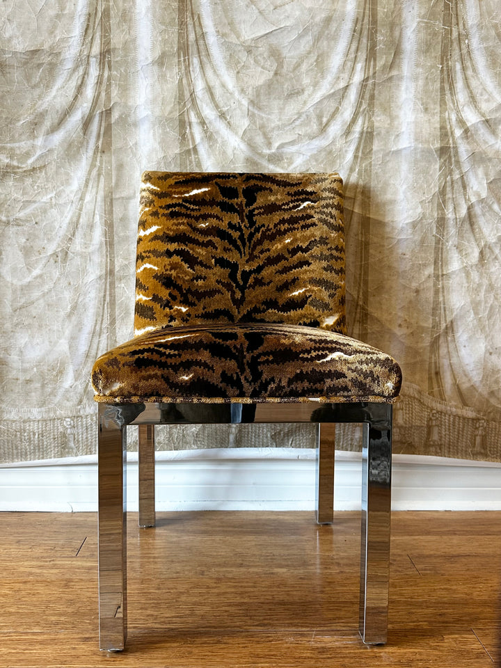 1970’s Silk Velvet Tiger Chairs - Set of 4