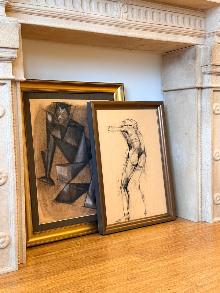 Standing Figure, Study in Motion - Charcoal Study