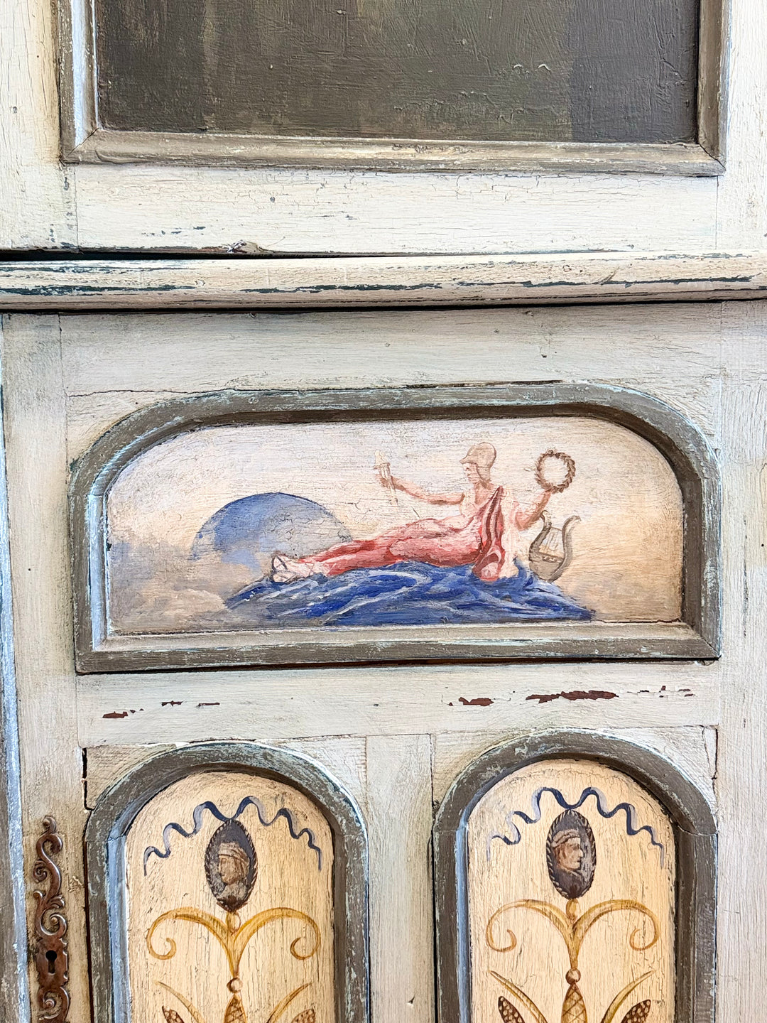 Early 20th Century Italian Hand-Painted Landscape Cabinet