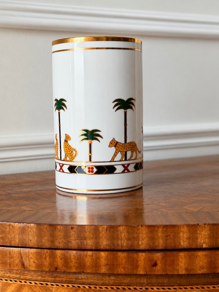 Christian Dior Casablanca Leopard &amp; Palm Porcelain Vase