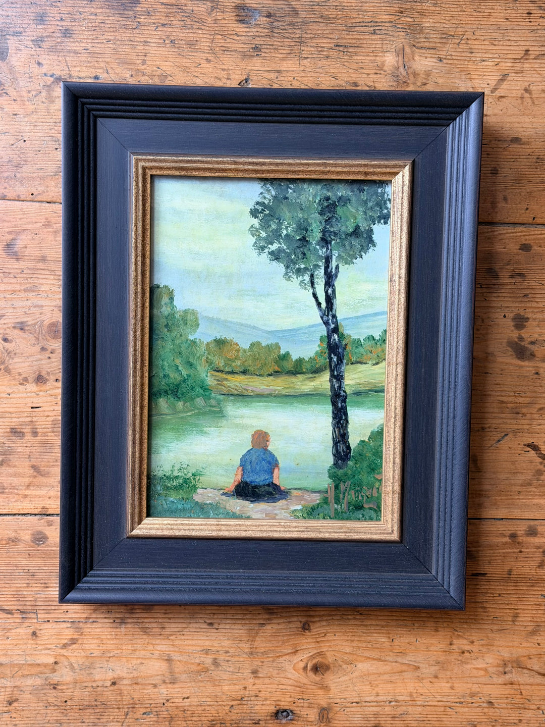 French Lakeside Landscape with Seated Figure
