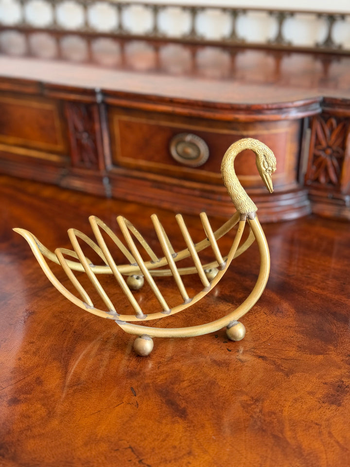 Italian Swan-Form Brass Stationery Holder, 1960, in the Manner of Gio Ponti