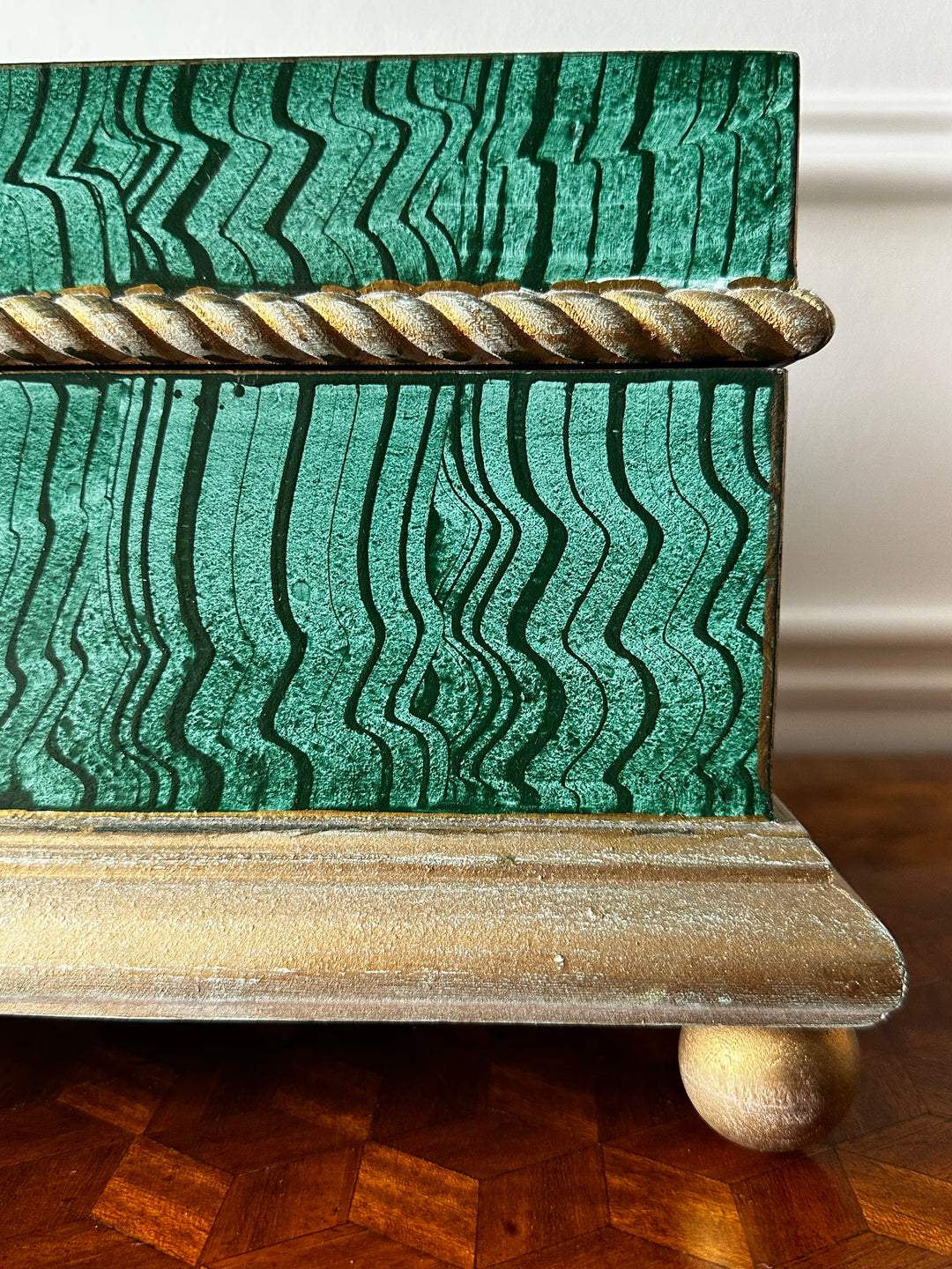 Faux Malachite Hand-painted Box