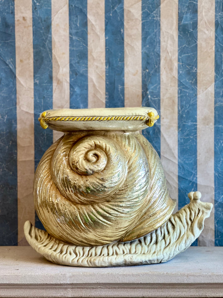 Rare Whimsical Gilt Snail Stool or Drinks Table, Italy, c. 1970s