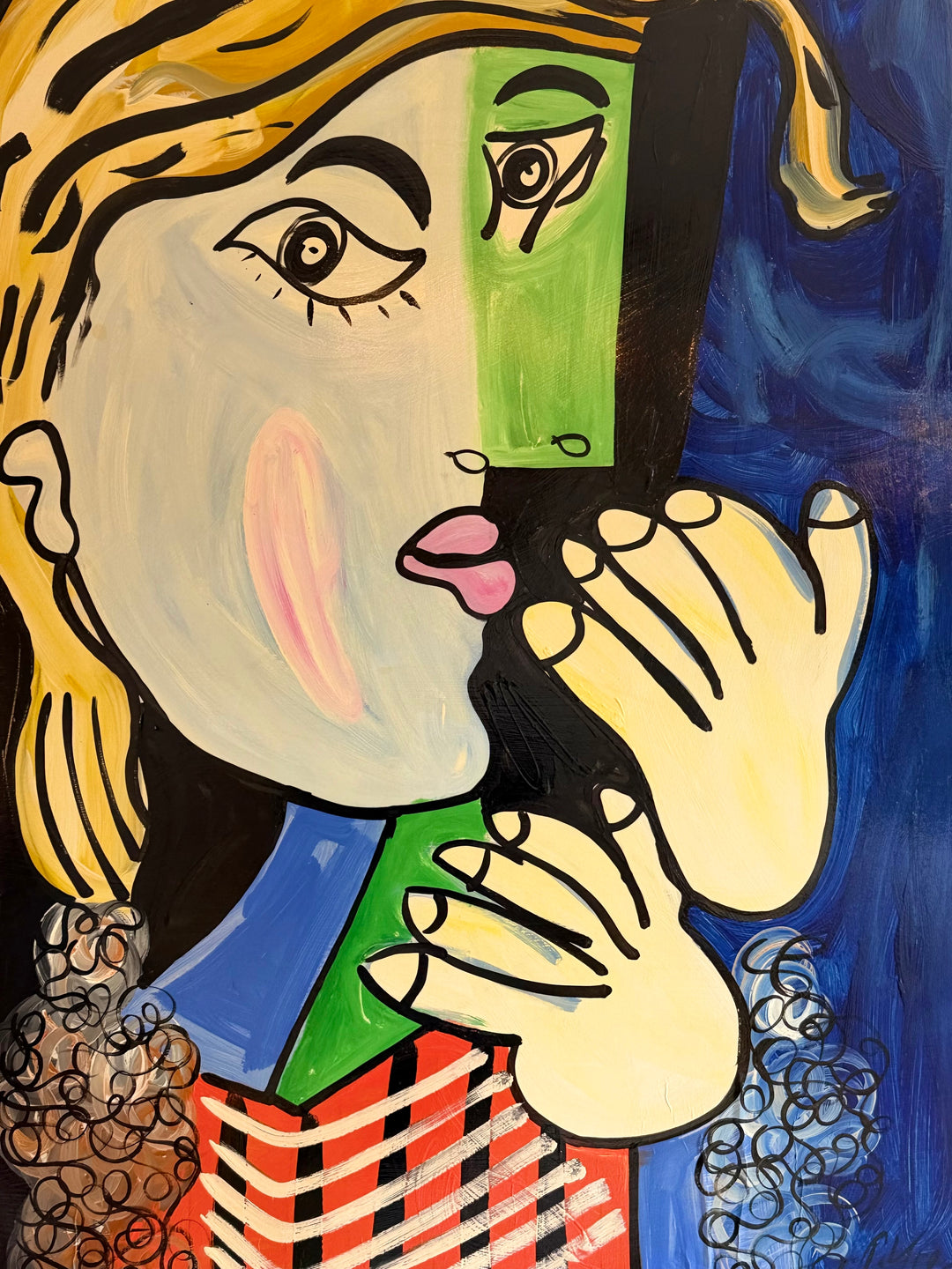 Cubist Muse artwork by Peter Robert Keil from the 1970s, displayed as a colorful abstract painting on a canvas.