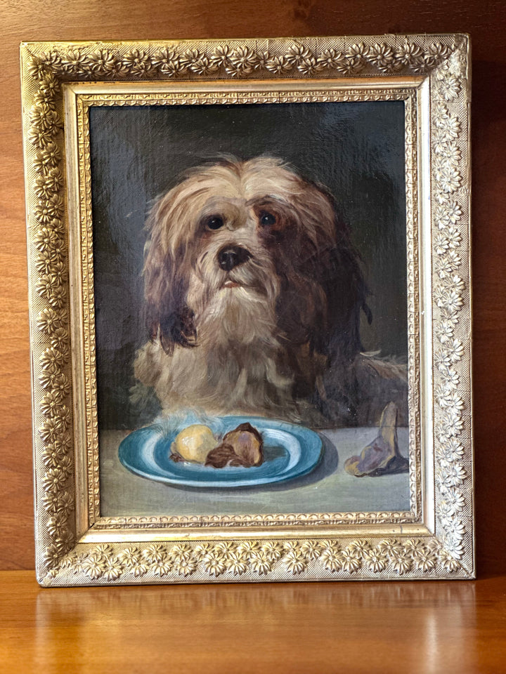 Pair of 19th Century English Dog Portraits in Original Gilt Frames 1887