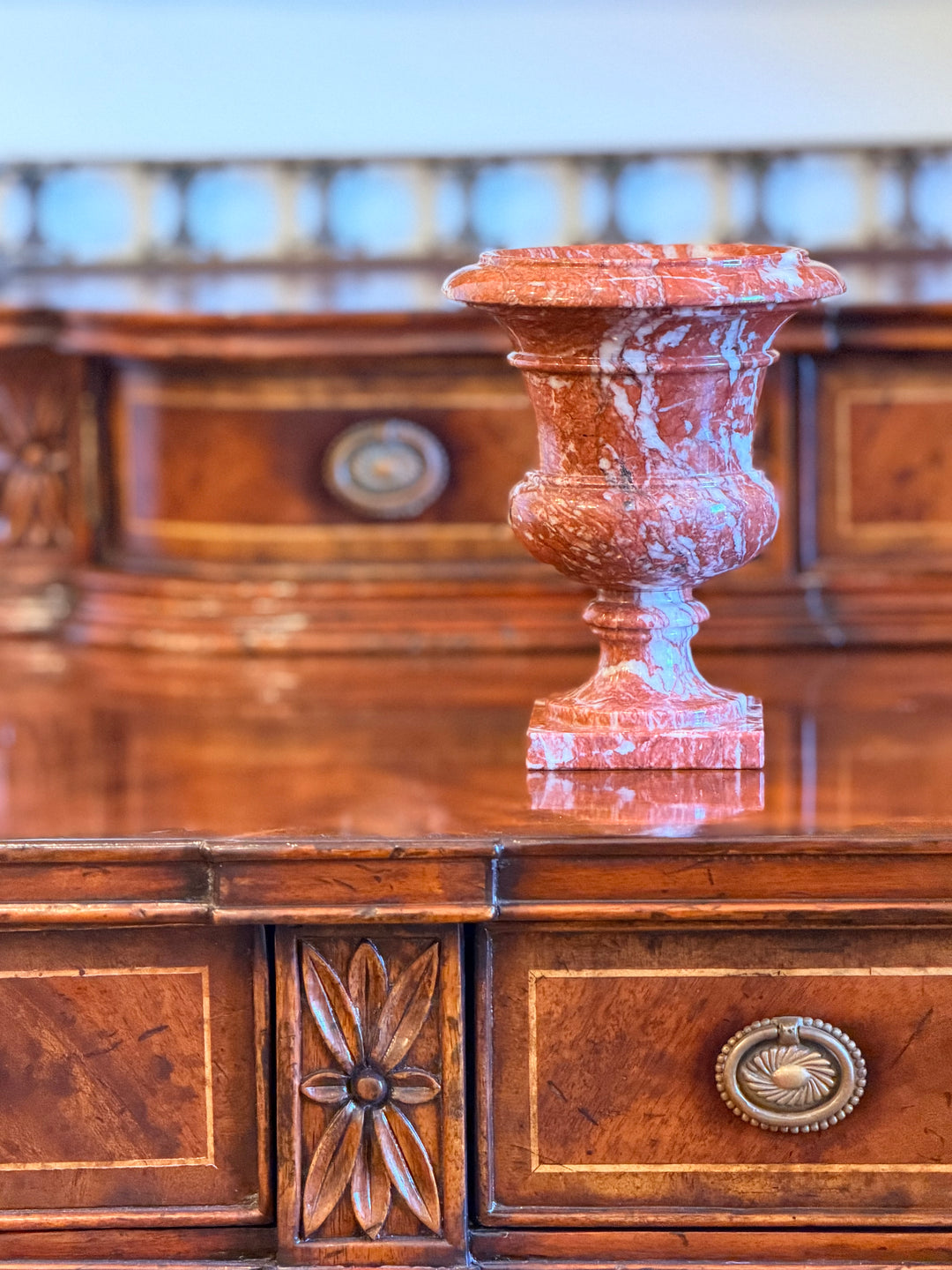 Grand Tour Italian Rosso Verona Marble Urn, 19th Century
