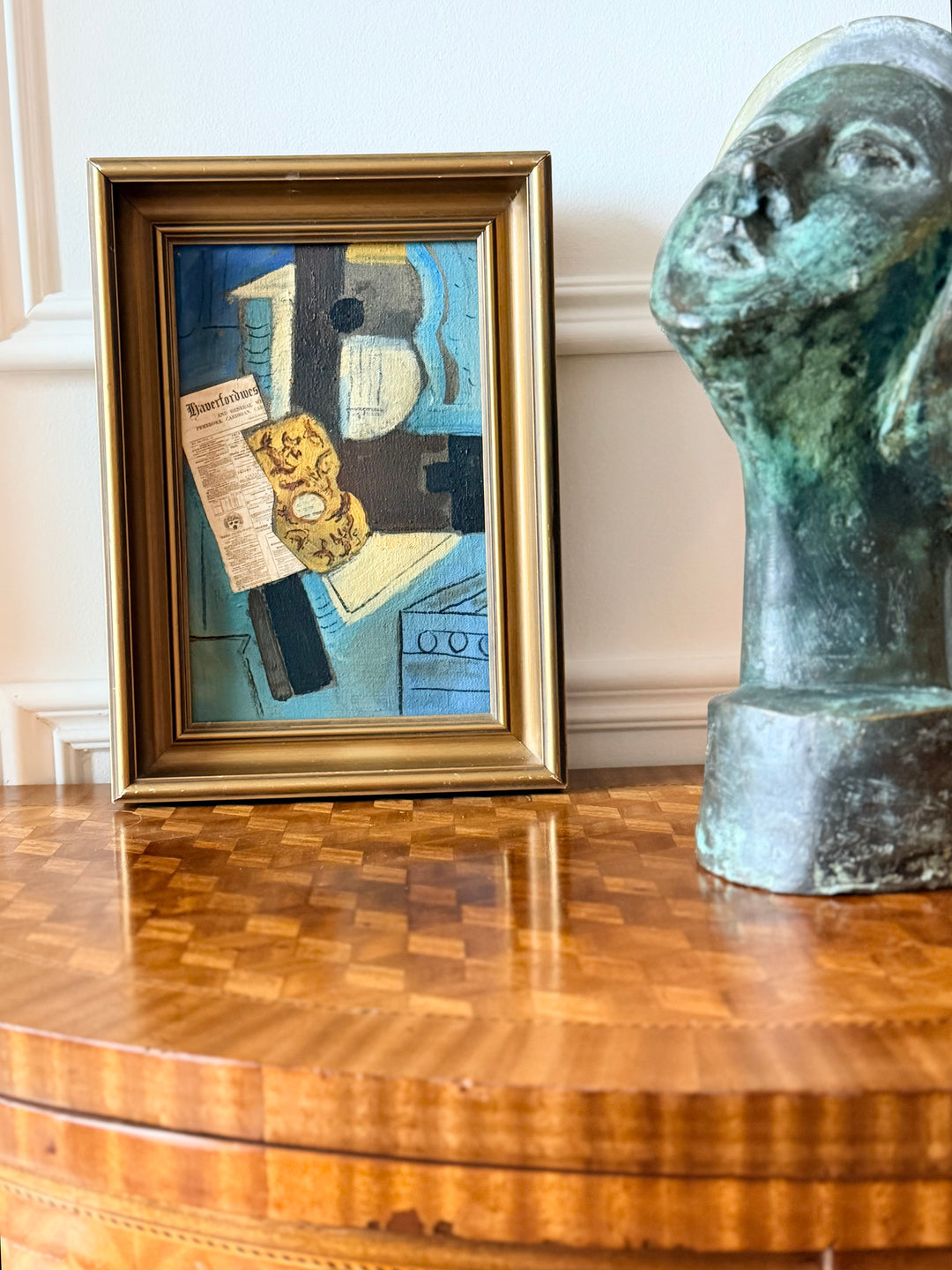French Cubist Still Life Oil Painting - 1950s