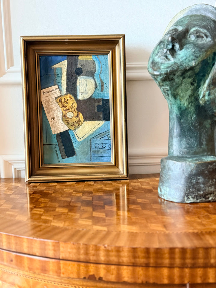 French Cubist Still Life Oil Painting - 1950s