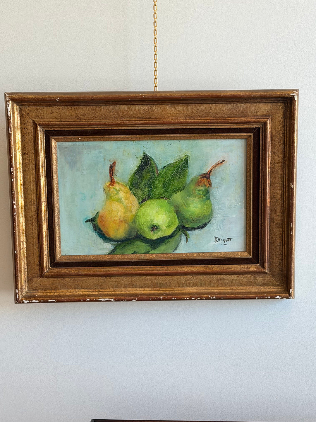 French Still Life of Pears, Oil on Canvas, Early 20th Century