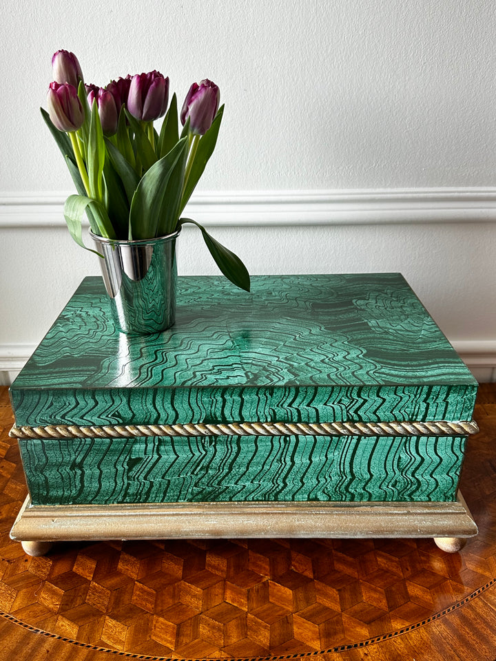 Faux Malachite Hand-painted Box