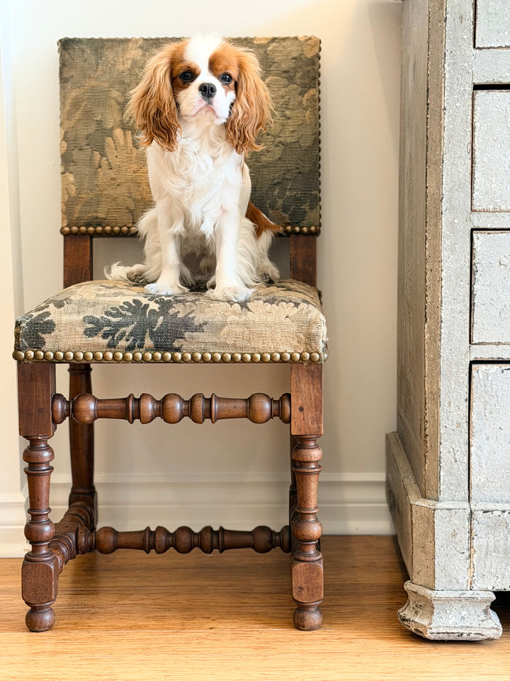 19th Century French Verdure Tapestry Side Chairs - Pair
