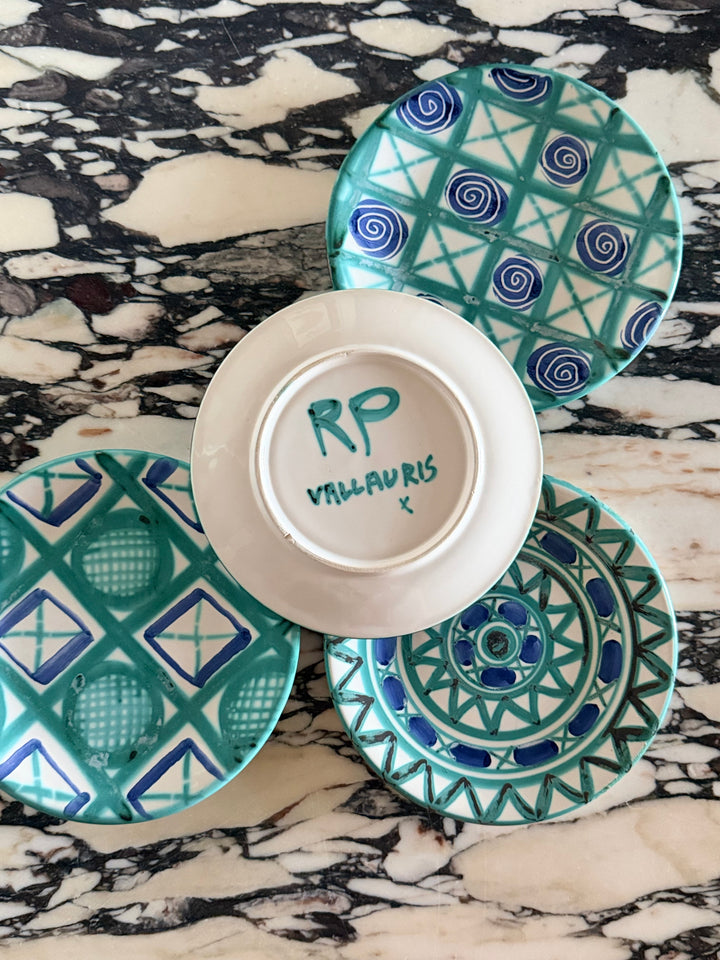 Set of 8 Hand-Painted Plates by Robert Picault — Vallauris, France, c.1950s