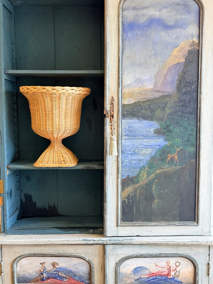 Rattan Pedestal Urn