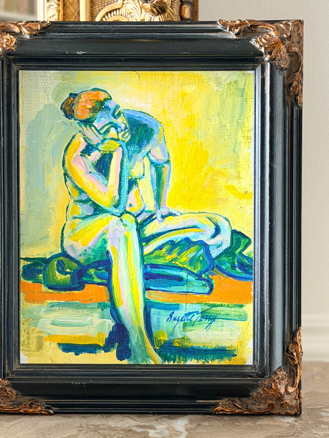 Expressionist Figurative Painting - Seated Figure - 20th Century