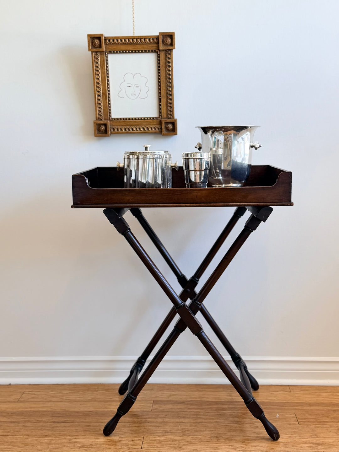 English Mahogany Butler’s Tray on Folding Stand