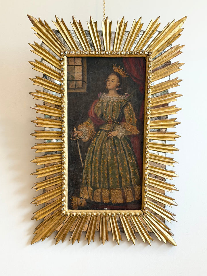 18th Century Italian School Portrait of a Crowned Female Saint, Oil on Panel
