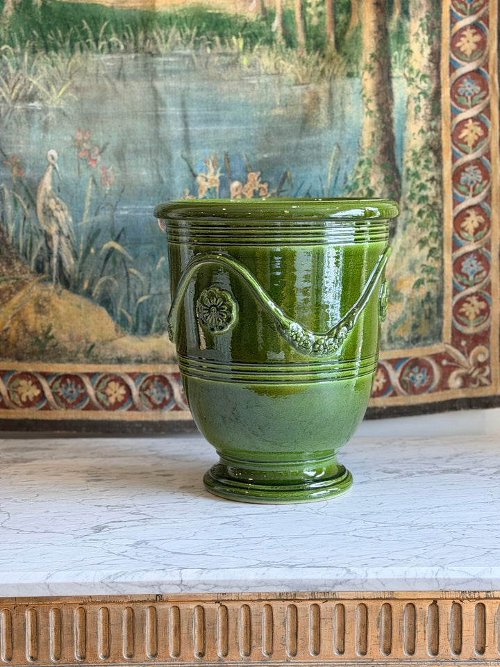 Italian Emerald Glazed Terracotta Garden Pot