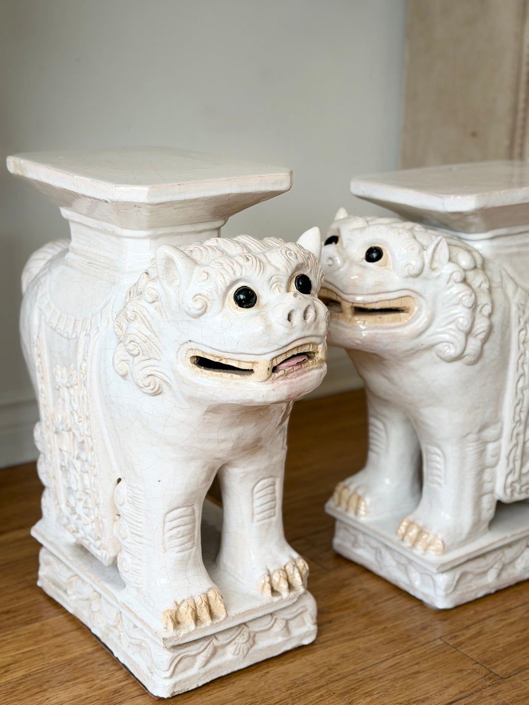 Porcelain Foo Dog Garden Stools - 20th Century