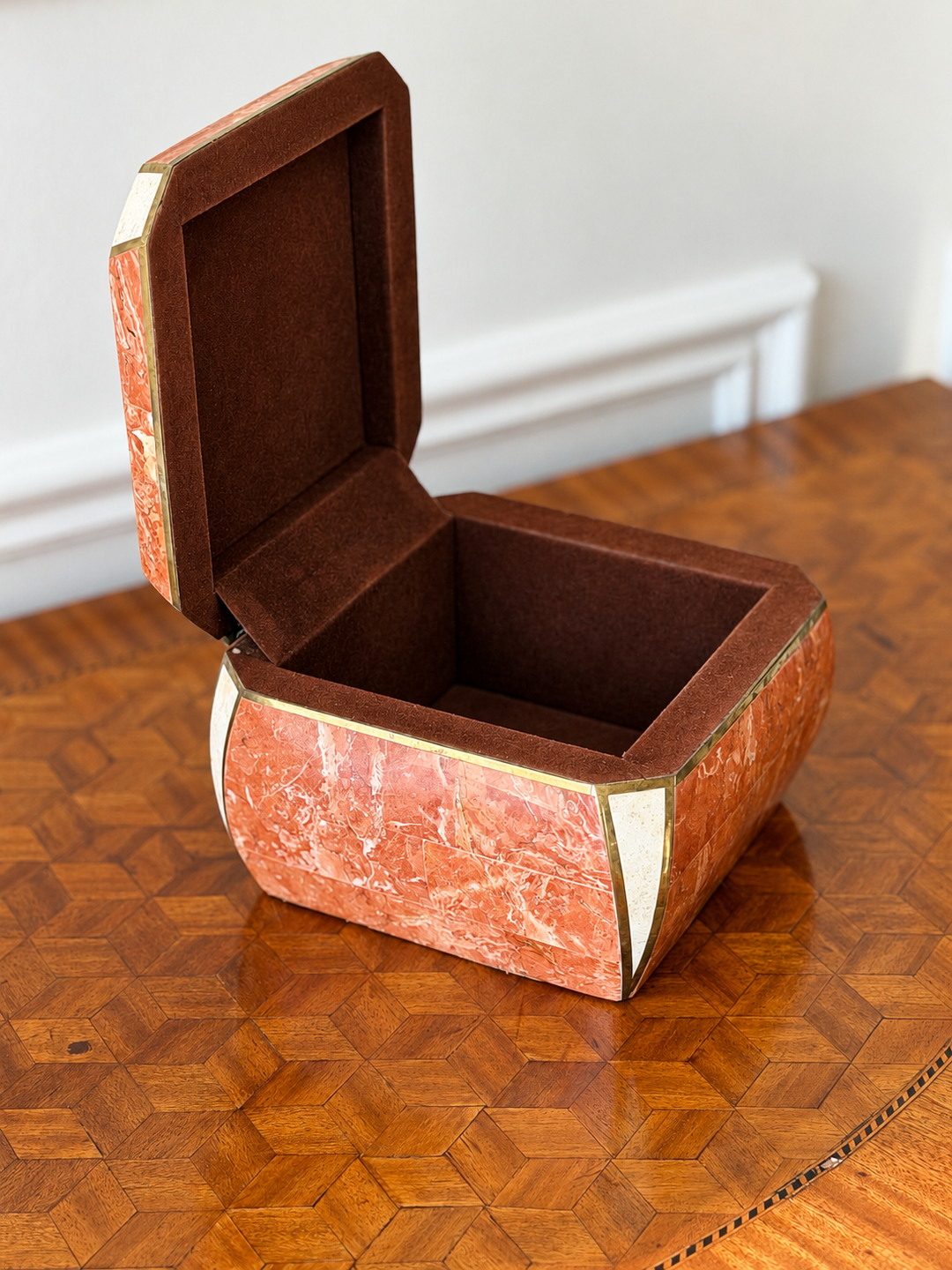 Tessellated Red Marble and Brass Box